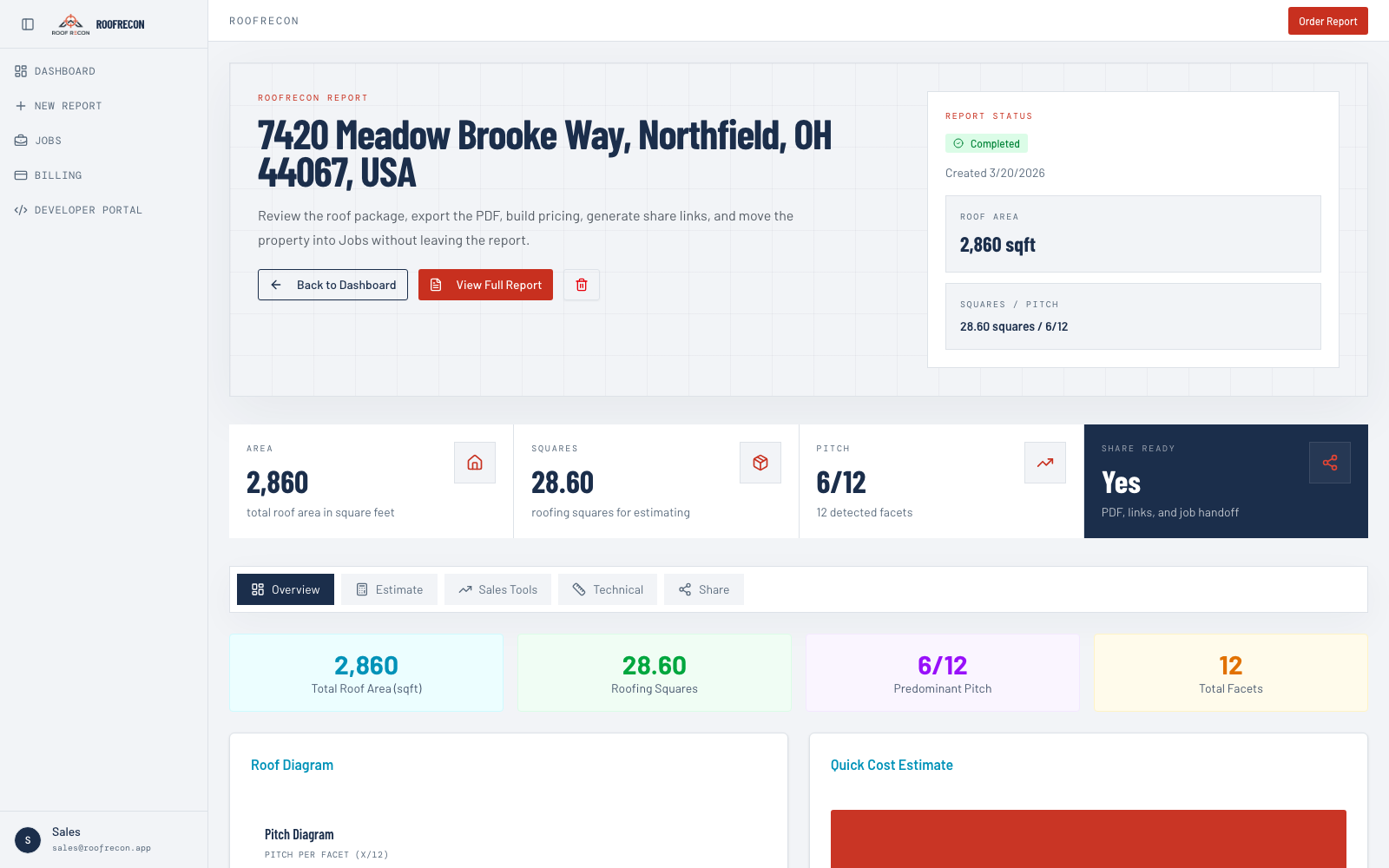 RoofRecon report view